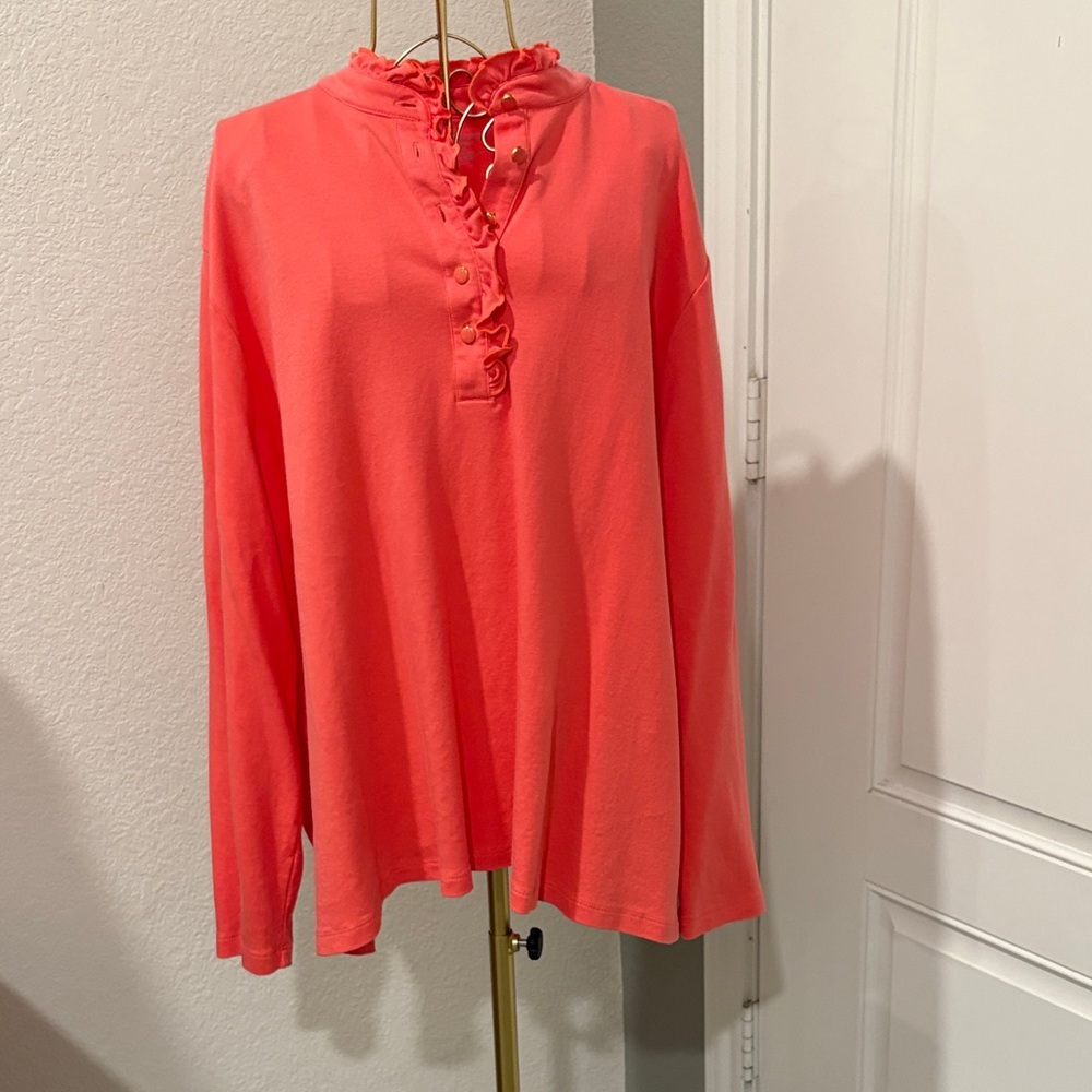 Appleseed's Vibrant Coral Button-Down Blouse - image 1